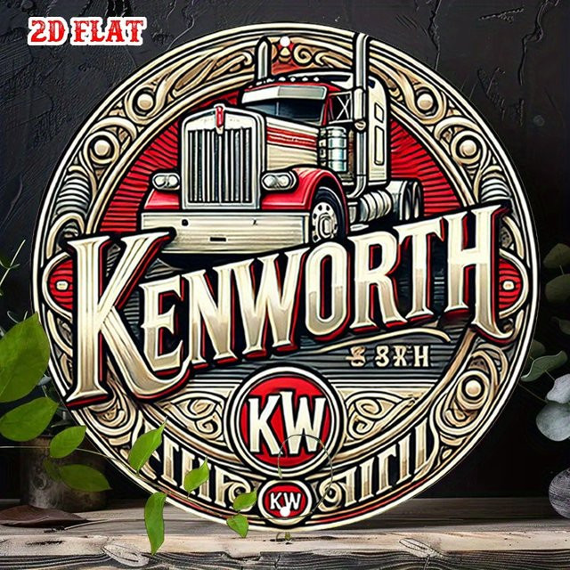 Potdemiel Vintage Kenworth Logo Rundes Metallschild aus Aluminium, Mehrfarbig, Durchmesser: 20 cm - Bild 1
