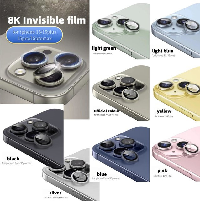 Metall Kamera Objektiv Schutz Abdeckung und Glas Schutz Film für iPhone 15 Pro Max, iPhone 15 Pro und iPhone 15 Plus in Blau - Bild 1