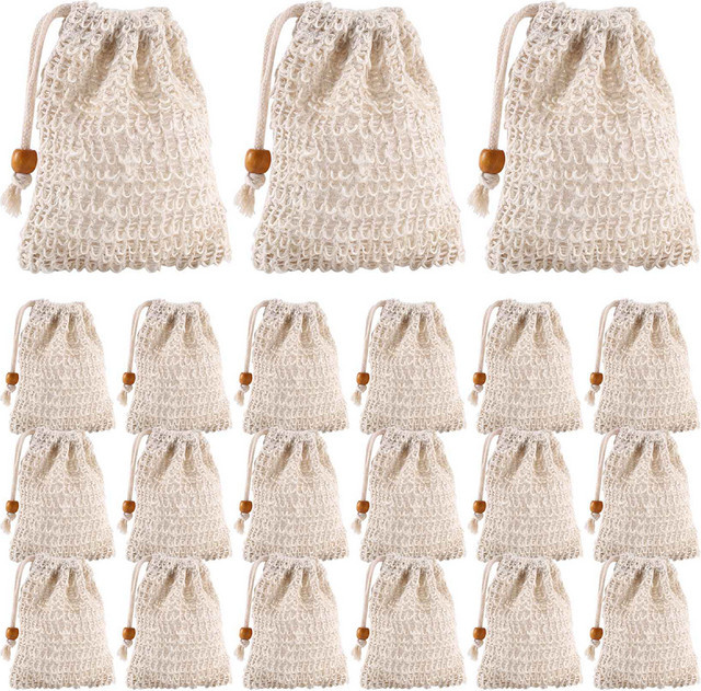 XINCHEN Sisal Seifenbeutel zum Peeling in Beige für Badezimmer und Dusche - Bild 1