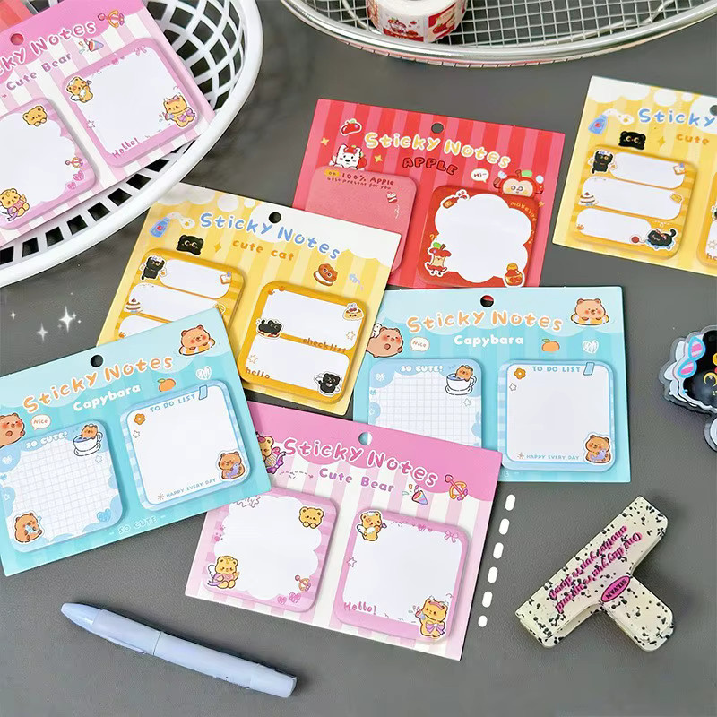 Kawaii Haftnotizen mit Cartoon-Motiven, 60 Blatt bunte Memo Pads für Schule und Büro - Bild 2
