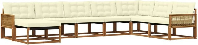 vidaXL Outdoor-Sofagarnitur in U-Form aus Akazienholz mit 8 Kissen in Braun und Beige - Bild 1