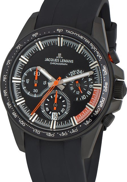 Jacques Lemans Chronograph, Quarz, Edelstahl, Schwarz, 40 mm, Herren - Bild 1
