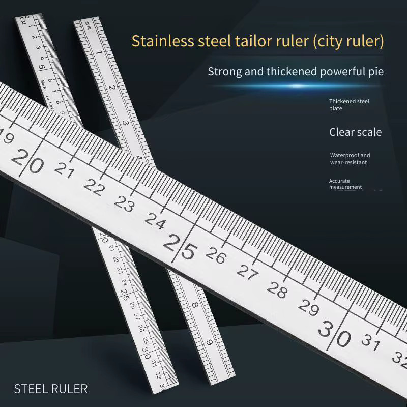 Professionelles gerades Lineal aus Edelstahl in Silber, Länge: 33 cm, ideales Werkzeug zum Schneidern und Basteln - Bild 2