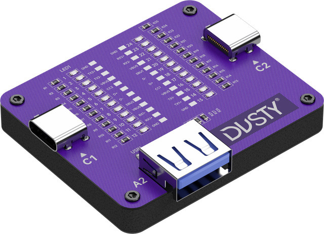 DUSTY TC-24 Typ-C-Kabeltester für Schnellladekabel, 24-polig, batteriebetrieben mit CR2032, Kontinuitätsprüfer für die Telefonreparatur, Farbe: Purple - Bild 1