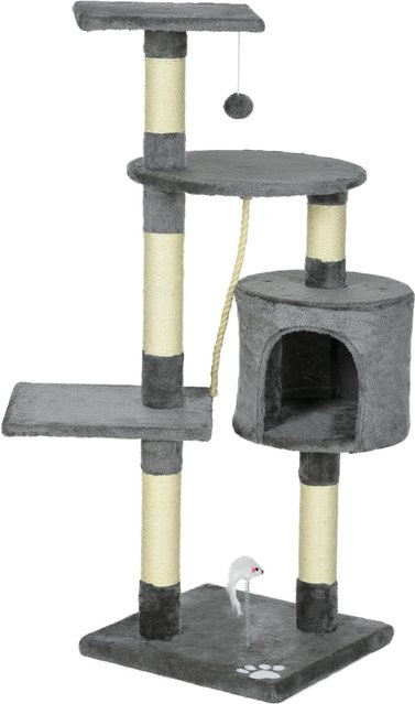PawHut Kratzbaum für Katzen von Aosom in Dunkelgrau mit Höhle, Sisalkratzpfosten und integrierten Spielzeugen, Höhe: 116 cm - Bild 1
