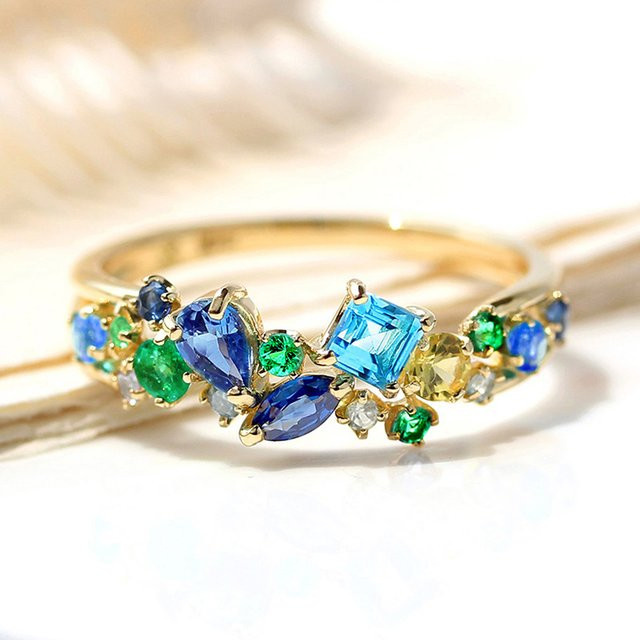 Huitan Ring, Zirkonia, Gold Farbe, Damen - Bild 1
