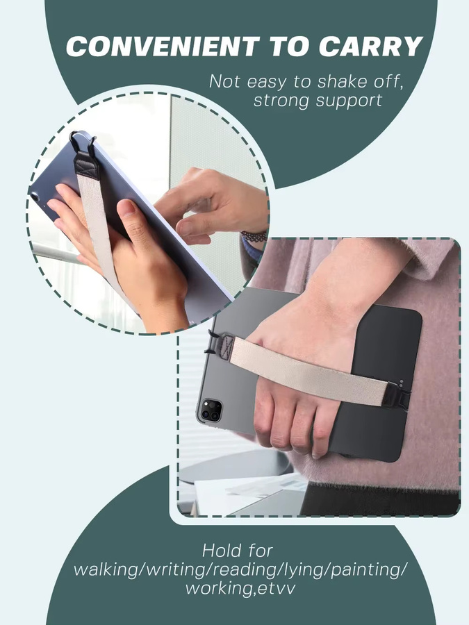 VIKEFON Tablet Ständer Halter mit Leder Handschlaufe für iPad 9,7/10 Zoll, 2er Set, Schwarz - Bild 5