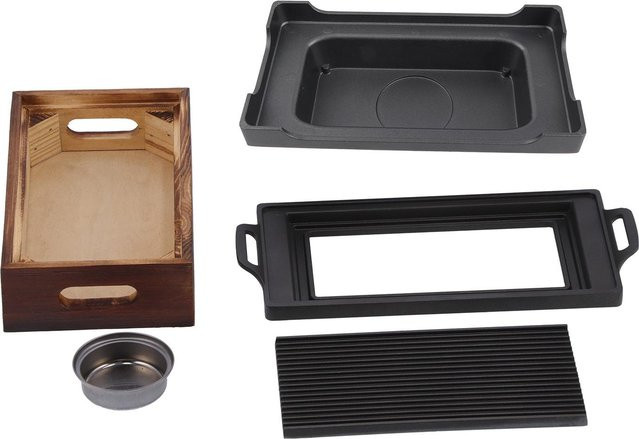 TOMTOP JMS Multifunktions-Grill-Backblech in Schwarz, rauchfreie antihaftbeschichtete Grillplatte für BBQ und Kohlegrills - Bild 1