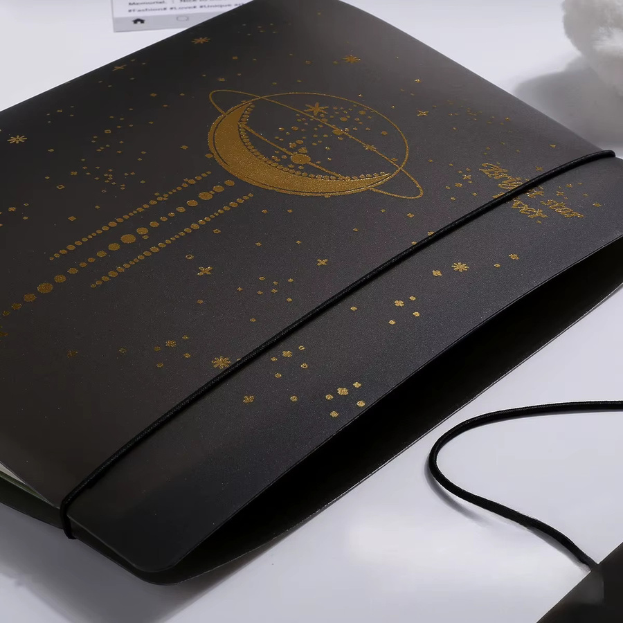 Coliky Notizbuch mit Sternenhimmel-Design in Schwarz, abnehmbarer Hardcover-Einband, Format A5 - Bild 4