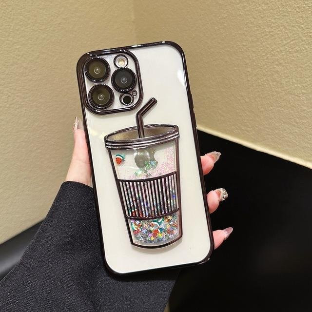 Ytamine Pailletten Treibsand Handyhülle für iPhone 11 12 13 14 Pro Max Schwarz Transparent - Bild 1