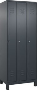 C+P Spind Classic PLUS Garderobenschrank mit 3 Abteilen, Anthrazit/Schwarz, B/T/H: 75 x 50 x 195 cm - Bild 1