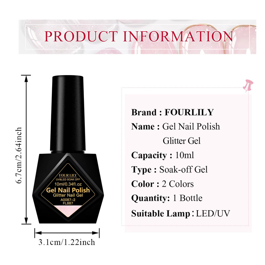 Four Lily Nagellack Gel, Rosa Milchig Weiß Gel, Schimmernd, 10 ml - Bild 3