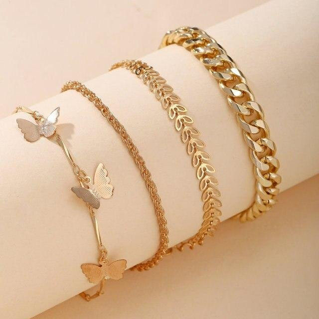 Schmuckset Armbänder und Kette, Metall, beige, Damen - Bild 1