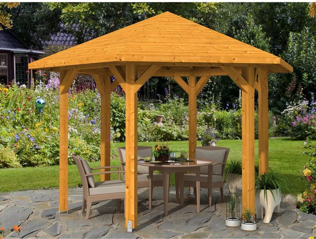 Skan Holz Pavillon Nancy 2 aus Leimholz in Eiche hell und Beige B/H/T: 420 x 304 x 364 cm - Bild 1