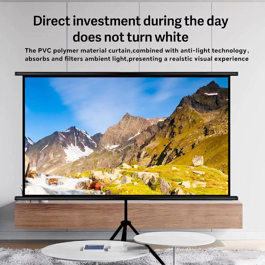 XIAOHUI 4K Projektionsbildschirm mit Ständer, faltbar, weiß, 16:9 Format, 84 bis 120 Zoll für Heimkino drinnen und draußen - Bild 3