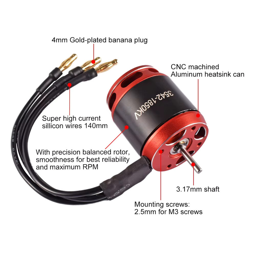 9IMOD RC Brushless Combo AM32 80A ESC Brushless 3542 1850/2250KV Motor, Set / Bundle, Metall - Bild 2