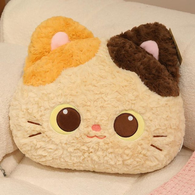 Yiran toy Plüschkissen mit Katzengesicht in Schwarz und Beige, B/H: 33 x 40 cm - Bild 1