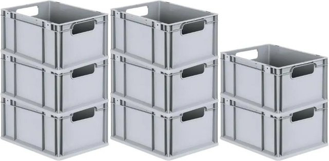 PROREGAL Spar Set 8x Eurobox Nextgen Economy Transportboxen mit offenen Griffen, Grau, H x B x T: 22 x 30 x 40 cm, 20 Liter - Bild 1