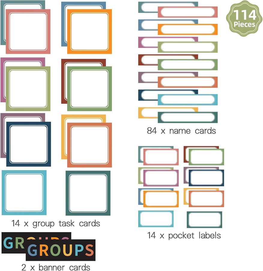 114-Karten-Taschendiagramm zur Organisation von Kleingruppen und Klassenzimmer-Management, pädagogisches Lernzubehör in Schwarz und Multicolour - Bild 3