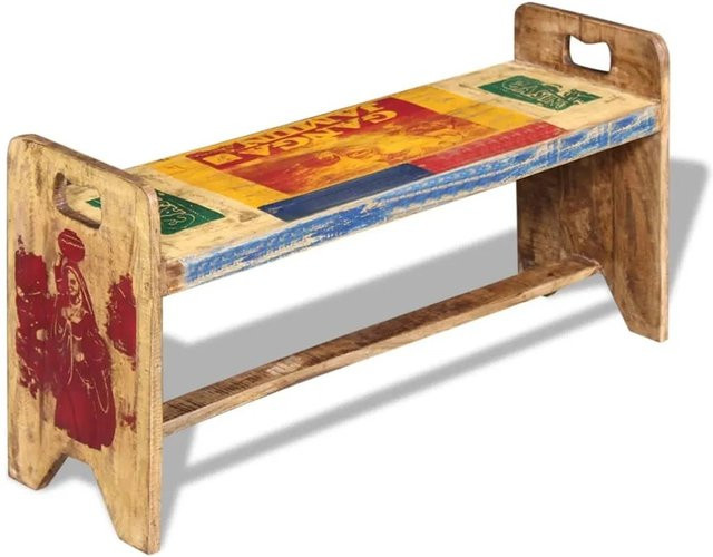 vidaXL Sitzbank Cola aus Altholz im Retro-Design, B/T/H: 100 x 30 x 50 cm - Bild 1