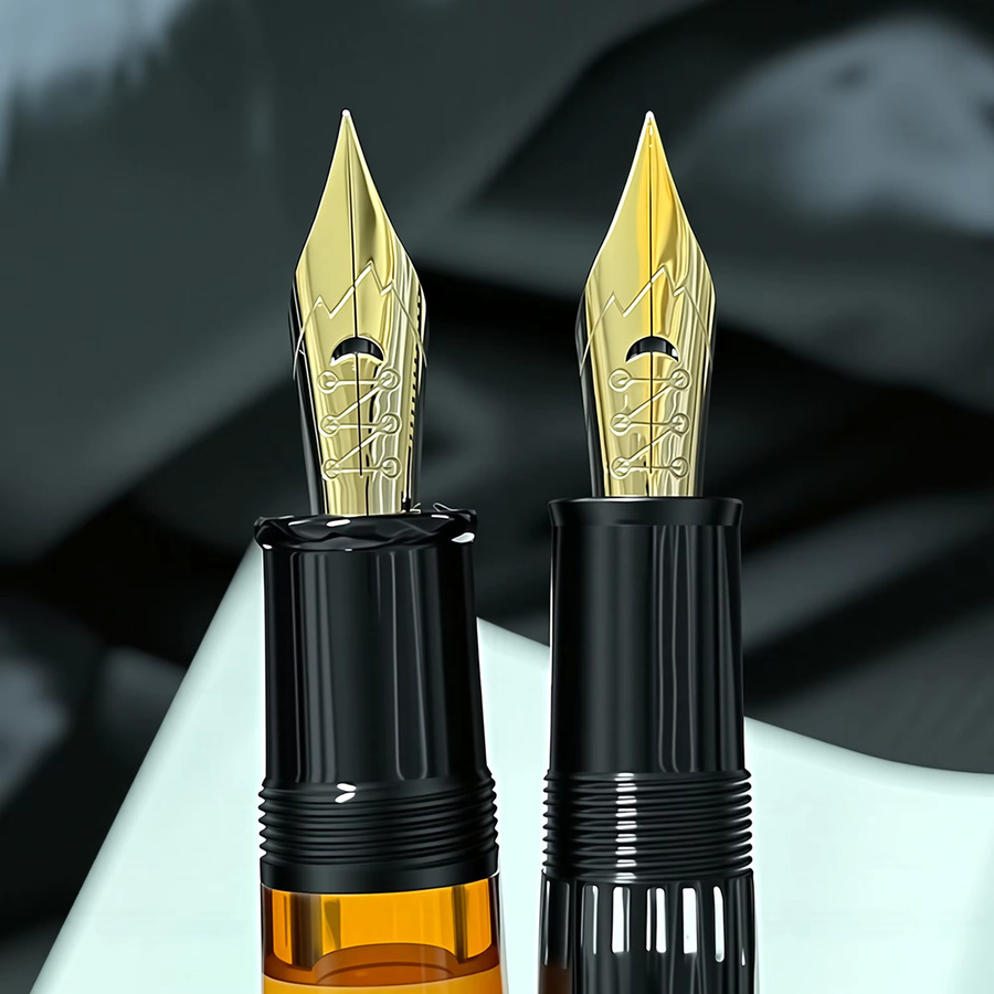 MAJOHN Solf Flex Nib Griffstück Nr. 6 mit Kupferstich für P136 P137 P138 P139 Füllfederhalter in Gold - Bild 5