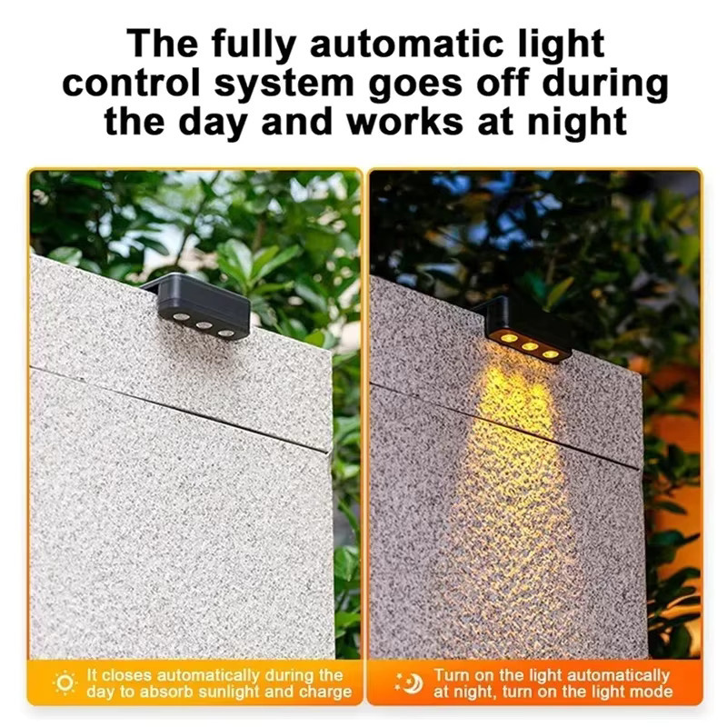 TLEDMP 4er Set Solar-LED-Stufenleuchten in Schwarz mit warmweißem Licht, IP65 wasserdicht, rechteckige Außenleuchten für Treppen, Wege und Garten - Bild 3
