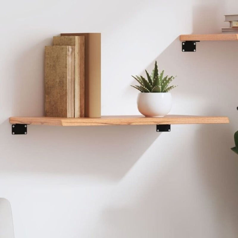 Vidaxl Wandregal aus Massivholz Eiche Natur Braun im Landhausstil B: 60 cm, T: 40 cm, H: 2 cm - Bild 1