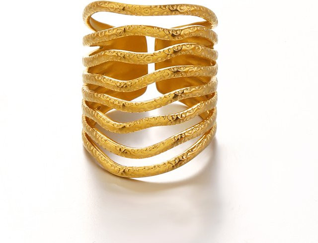 sharelucky Edelstahlringe, goldfarben, Vintage, Damen - Bild 1