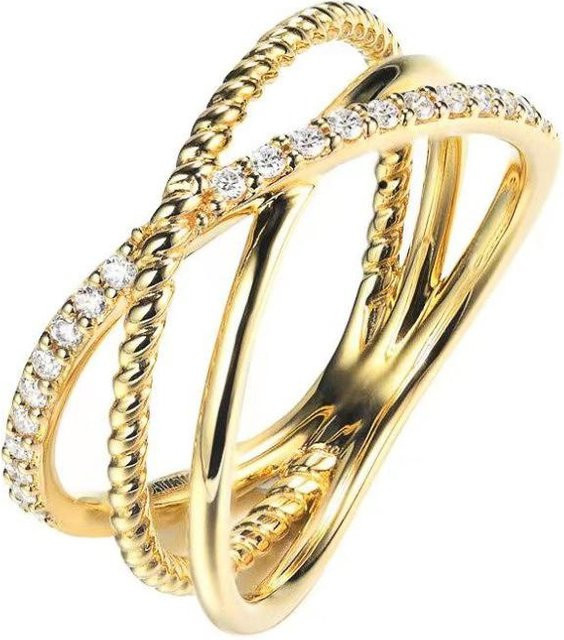 Huitan Ring, Kupfer, Gold, Zirkonia, Damen - Bild 1