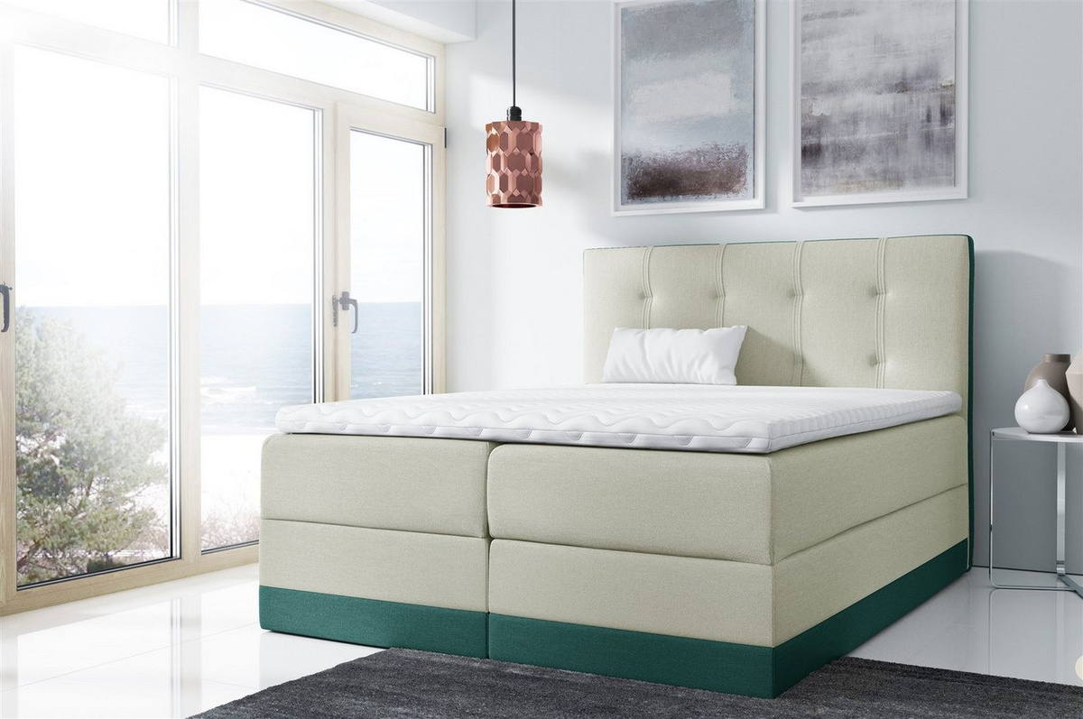 Fun Möbel Boxbett BALEA Schlafzimmerbett in Stoff Monolith Zweifarbig inklusive 2 Bettkästen und Kaltschaumtopper - Bild 1