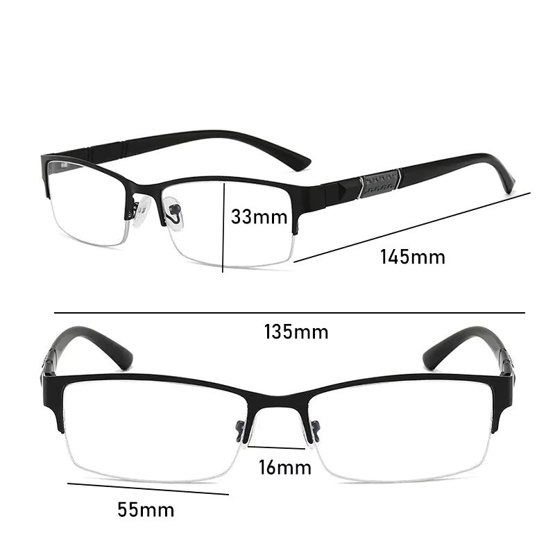 MDOD Lesebrille Männer, Half-Frame, rechteckig, schwarz - Bild 2