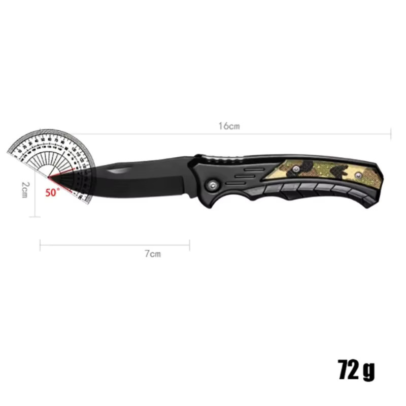 Schwarzes Klappmesser aus Edelstahl für Outdoor und Camping - Bild 3