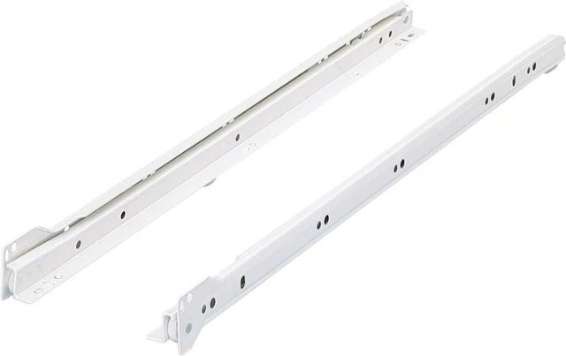Hettich Rollschubführung aus Stahl in Weiß matt, Länge: 250 mm - Bild 1