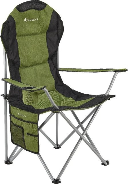 Juskys Campingstuhl Lido gepolsterter Klappstuhl mit Getränkehalter und Tasche Grün - Bild 2