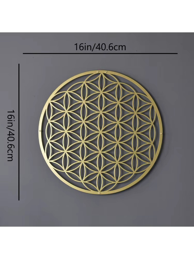 CIFBUY Wandskulptur Blume des Lebens und Lotus aus Metall in Gold, Mandala Wanddeko mit floralem und geometrischem Design - Bild 2