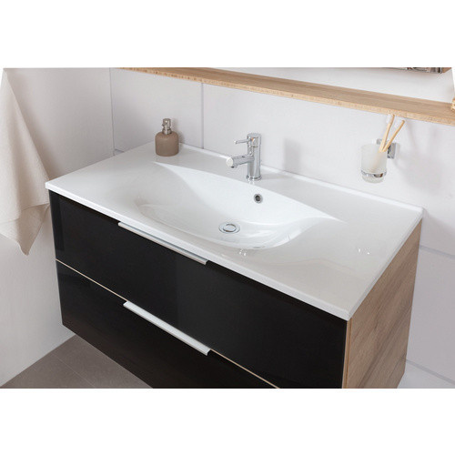 Fackelmann Badmöbel-Set B.Brillant Waschplatz in Asteiche und Anthrazit mit Gussmarmor-Waschtisch, B/T/H: 100 x 54,2 x 48,9 cm - Bild 4