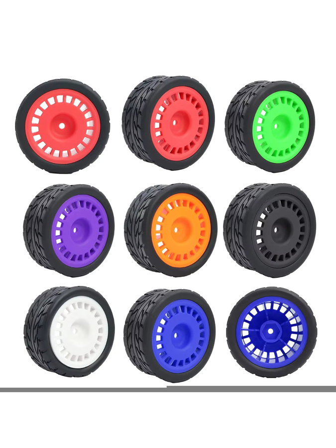 Reifen Räder, 12 mm Sechskant, 65 x 28 mm, Orange, Gummi - Bild 4