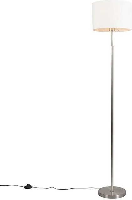 QAZQA Moderne Stehlampe aus Stahl in Weiß mit dimmbarem Rundschirm und E27 Fassung, Höhe: 151 cm, Breite: 30 cm, Tiefe: 30 cm - Bild 1