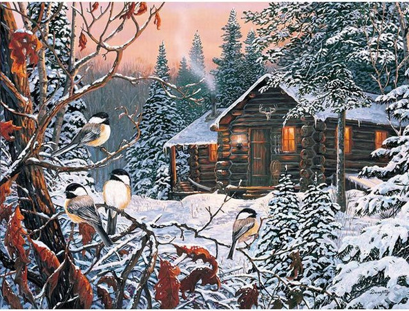 FIYO 5D Diamantstickerei Set Kleine Spatzen im Schnee, Motiv Winterlandschaft, Farbe: Grau/Mehrfarbig, B x H: 30 x 20 cm