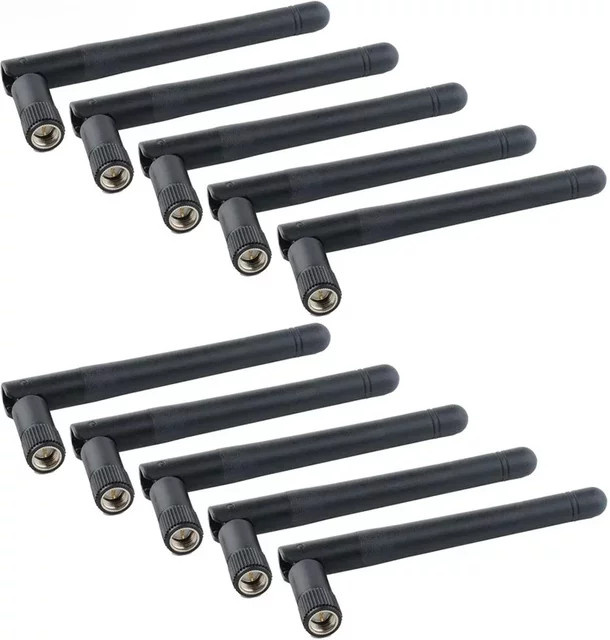 10er Set RCmall Dual Band Antennen 2,4G 5,8G mit 3dBi Verstärkung und SMA oder RP-SMA Stecker in Schwarz, Länge: 11 cm - Bild 1