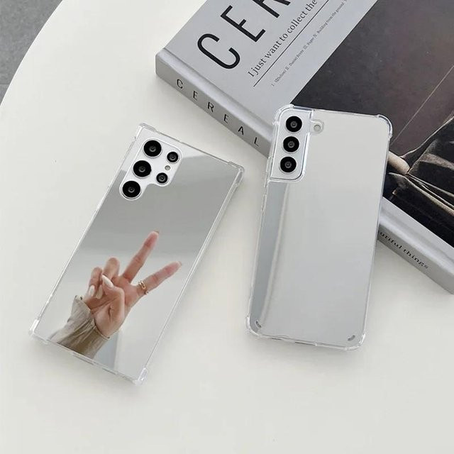 Stoßfeste Spiegel Handyhülle für Samsung Galaxy S25 S24 S23 S22 Note 20 Ultra A52 A53 ZFlip6 ZFold6 in Silber - Bild 1