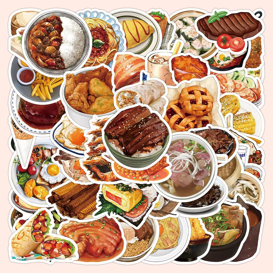 BulingBulingStickers Shop Realistische Lebensmittel Kuchen und Dessert Graffiti Aufkleber Set, Mehrfarbig, 100 Stück - Bild 2