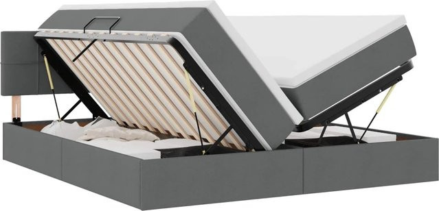 vidaXL Bett mit LED-Lichtleisten und Lift-up-Basis in Dunkelgrau, B/T: 180 x 200 cm - Bild 1