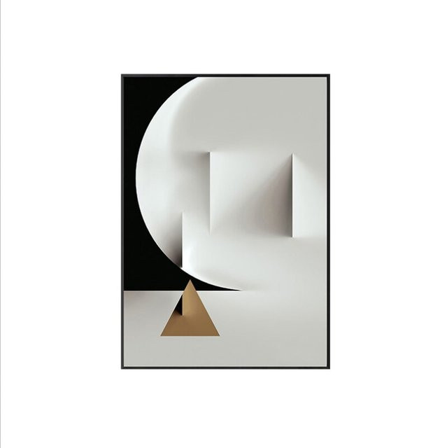 TPFLiving Leinwandbild Nordic Art Abstrakte Formen Kunstdruck, Farben: Schwarz, Weiß, Grau, Gold, Breite: 60 cm, Höhe: 80 cm - Bild 1