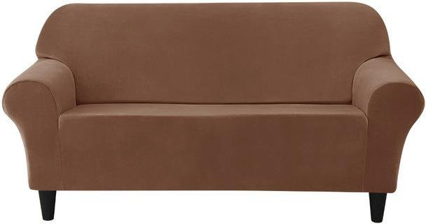 Yiran Furniture Sofabezug aus weichem Samt-Stretch im europäischen Stil, 1-Sitzer, Breite: 85-135 cm, dunkel kaffee - Bild 1