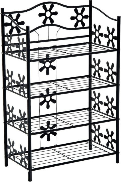 HOMCOM Standregal aus Metall in Schwarz, 4 Etagen, modern, Breite: 59,5 cm, Tiefe: 30 cm, Höhe: 92 cm - Bild 4