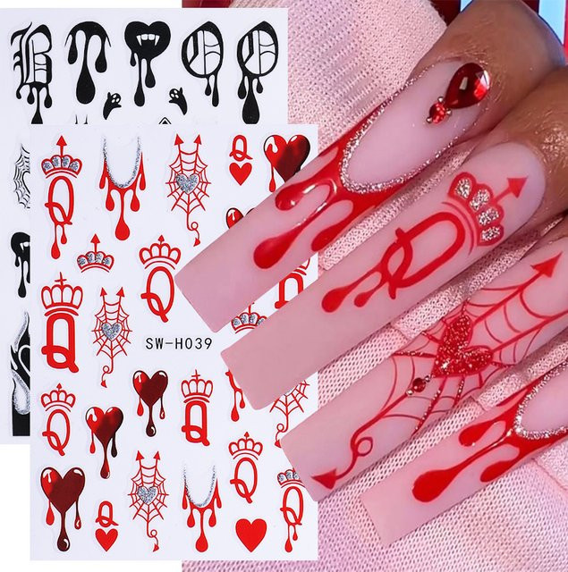 SWEET TREND Nagelaufkleber 3D, Schwarz Rot, 2 Stück, Glänzend - Bild 1