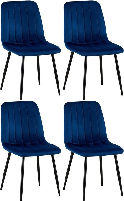 CLP 4er Set Esszimmerstühle Dijon gepolstert aus Stoff mit Ziernähten und Bodenschonern, moderne Polsterstühle für Esszimmer und Küche, belastbar bis 150 kg - Bild 1