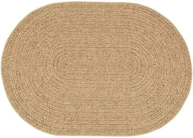 vidaXL Teppich ZIZUR Oval in Braun und Beige aus Polypropylien und Jute, pflegeleicht und UV-beständig - Bild 1