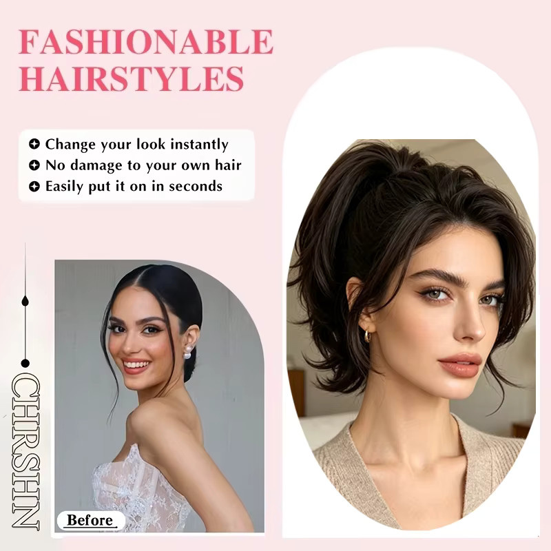 Synthetischer Haarknoten-Pferdeschwanz-Verlängerung mit Clip-in-System, Damen - Bild 5
